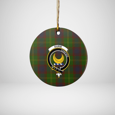 Clan Durie Tartan Crest Round Ceramic Ornament