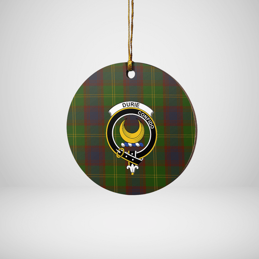 Clan Durie Tartan Crest Round Ceramic Ornament QT40 Durie Tartan Tartan Christmas