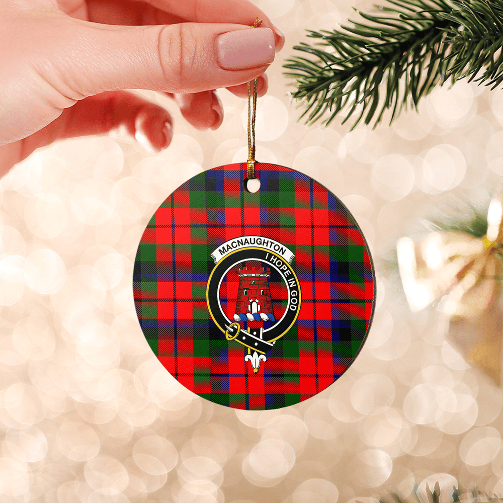 Clan MacNaughton Modern Tartan Crest Round Ceramic Ornament OI27 MacNaughton Modern Tartan Tartan Christmas
