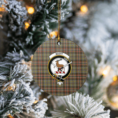 Clan Scott Green Weathered Tartan Crest Round Ceramic Ornament IM64 Scott Green Weathered Tartan Tartan Christmas
