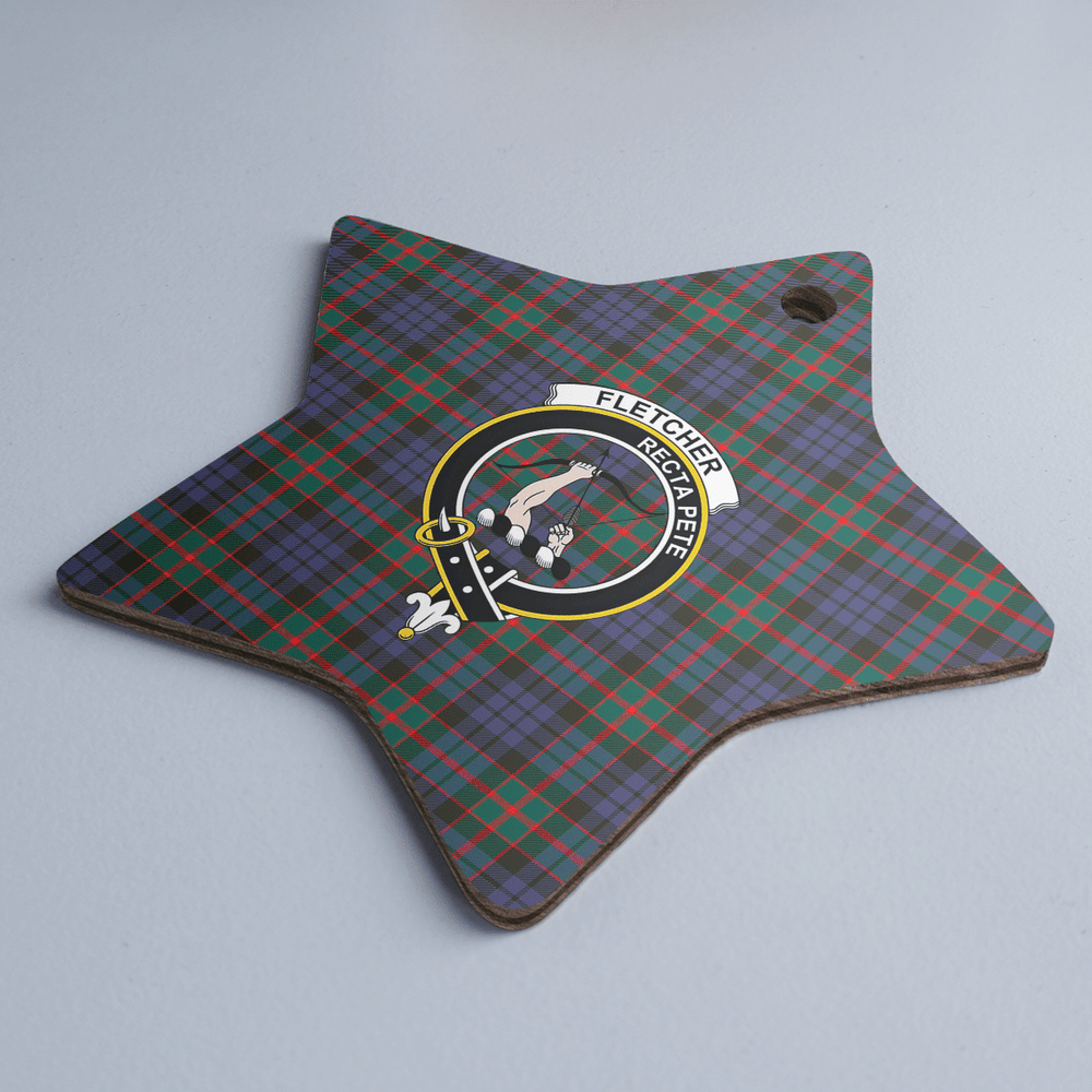 Clan Fletcher of Dunans Tartan Crest Star Ceramic Ornament UV57 Fletcher of Dunans Tartan Tartan Christmas