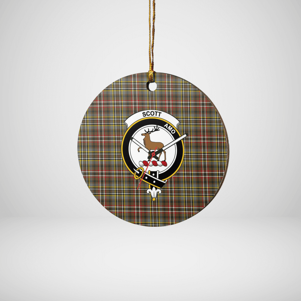 Clan Scott Green Weathered Tartan Crest Round Ceramic Ornament IM64 Scott Green Weathered Tartan Tartan Christmas