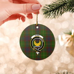 Clan Durie Tartan Crest Round Ceramic Ornament QT40 Durie Tartan Tartan Christmas