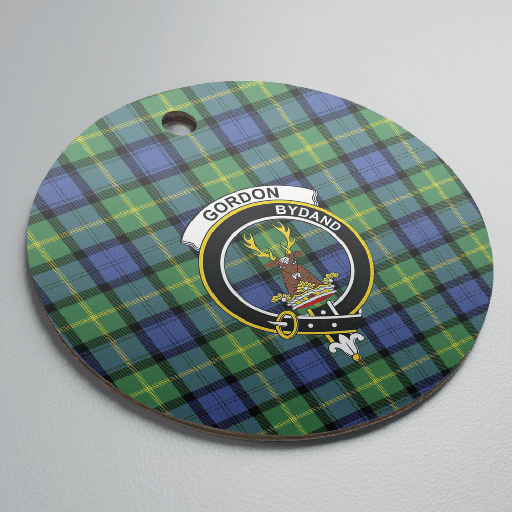 Clan Gordon Old Ancient Tartan Crest Round Ceramic Ornament IJ98 Gordon Old Ancient Tartan Tartan Christmas