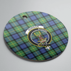 Clan Gordon Old Ancient Tartan Crest Round Ceramic Ornament IJ98 Gordon Old Ancient Tartan Tartan Christmas