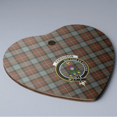 Clan Fergusson Weathered Tartan Crest Heart Ceramic Ornament HM34 Fergusson Weathered Tartan Tartan Christmas