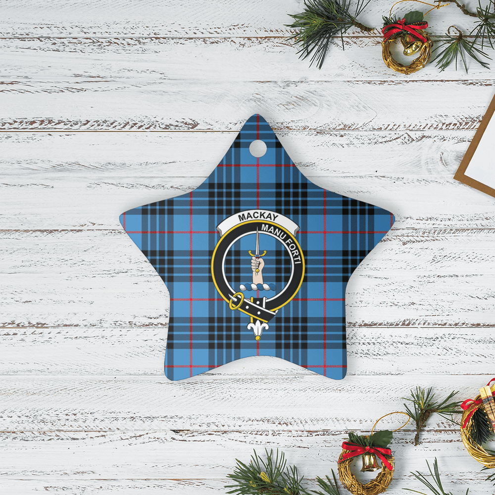 Clan MacKay Blue Tartan Crest Star Ceramic Ornament AM48 MacKay Blue Tartan Tartan Christmas