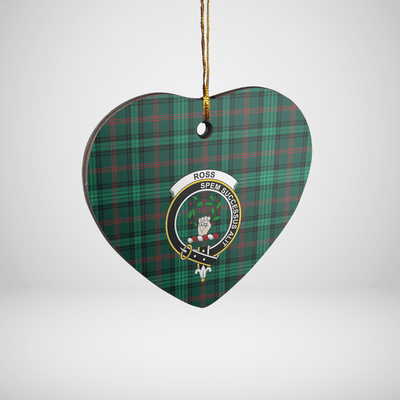 Clan Ross Hunting Modern Tartan Crest Heart Ceramic Ornament