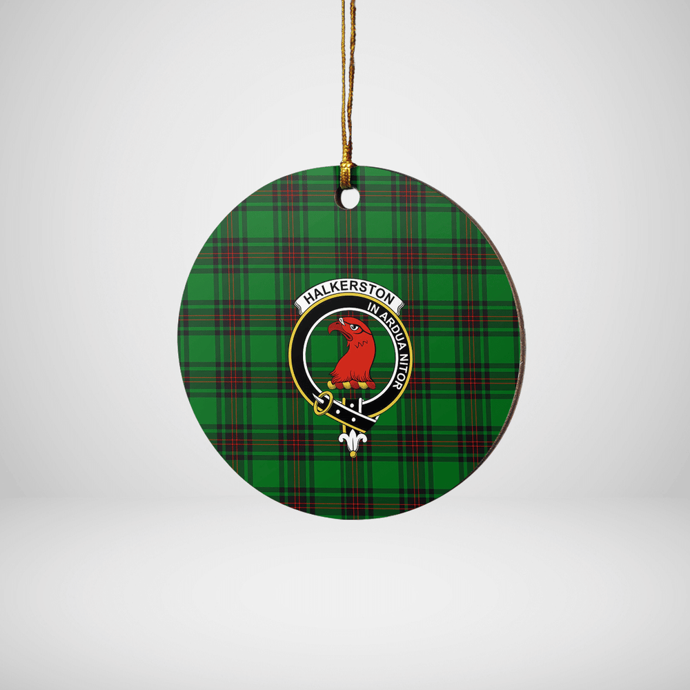 Clan Halkerston Tartan Crest Round Ceramic Ornament YV12 Halkerston Tartan Tartan Christmas