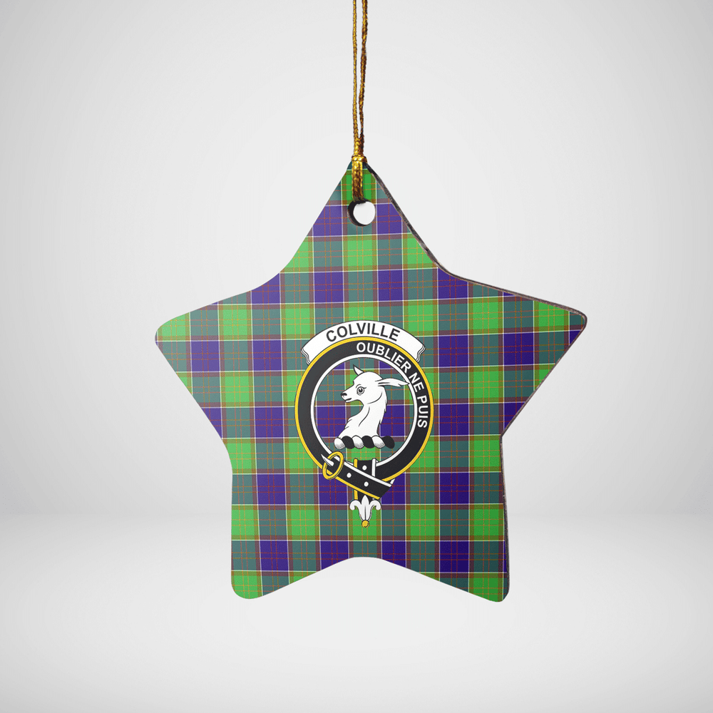 Clan Colville Tartan Crest Star Ceramic Ornament EY60 Colville Tartan Tartan Christmas