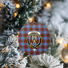 Clan Preston (Edinburgh) Tartan Crest Round Ceramic Ornament BV38 Preston (Edinburgh) Tartan Tartan Christmas