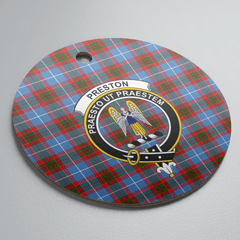 Clan Preston (Edinburgh) Tartan Crest Round Ceramic Ornament BV38 Preston (Edinburgh) Tartan Tartan Christmas