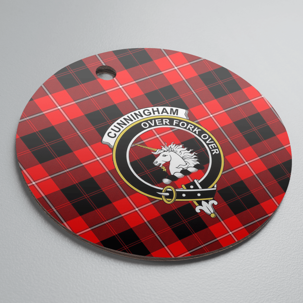 Clan Cunningham Modern Tartan Crest Round Ceramic Ornament RE33 Cunningham Modern Tartan Tartan Christmas