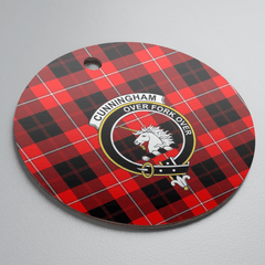 Clan Cunningham Modern Tartan Crest Round Ceramic Ornament RE33 Cunningham Modern Tartan Tartan Christmas