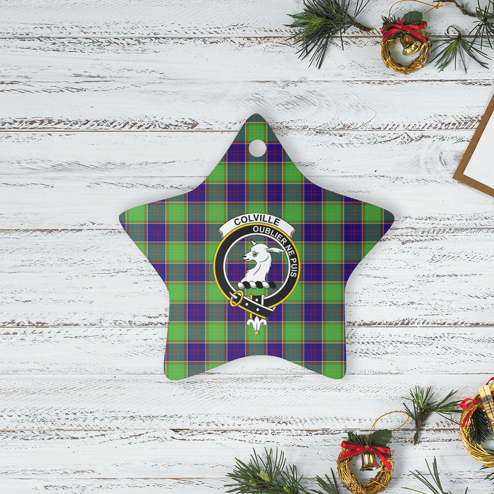 Clan Colville Tartan Crest Star Ceramic Ornament EY60 Colville Tartan Tartan Christmas