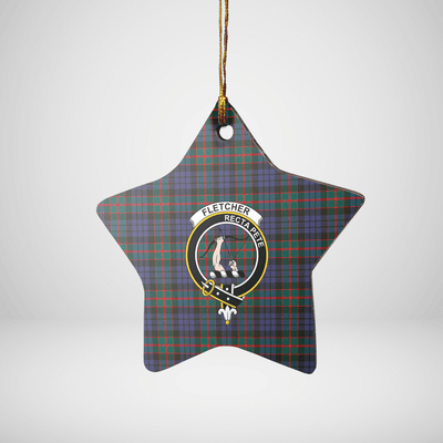 Clan Fletcher of Dunans Tartan Crest Star Ceramic Ornament