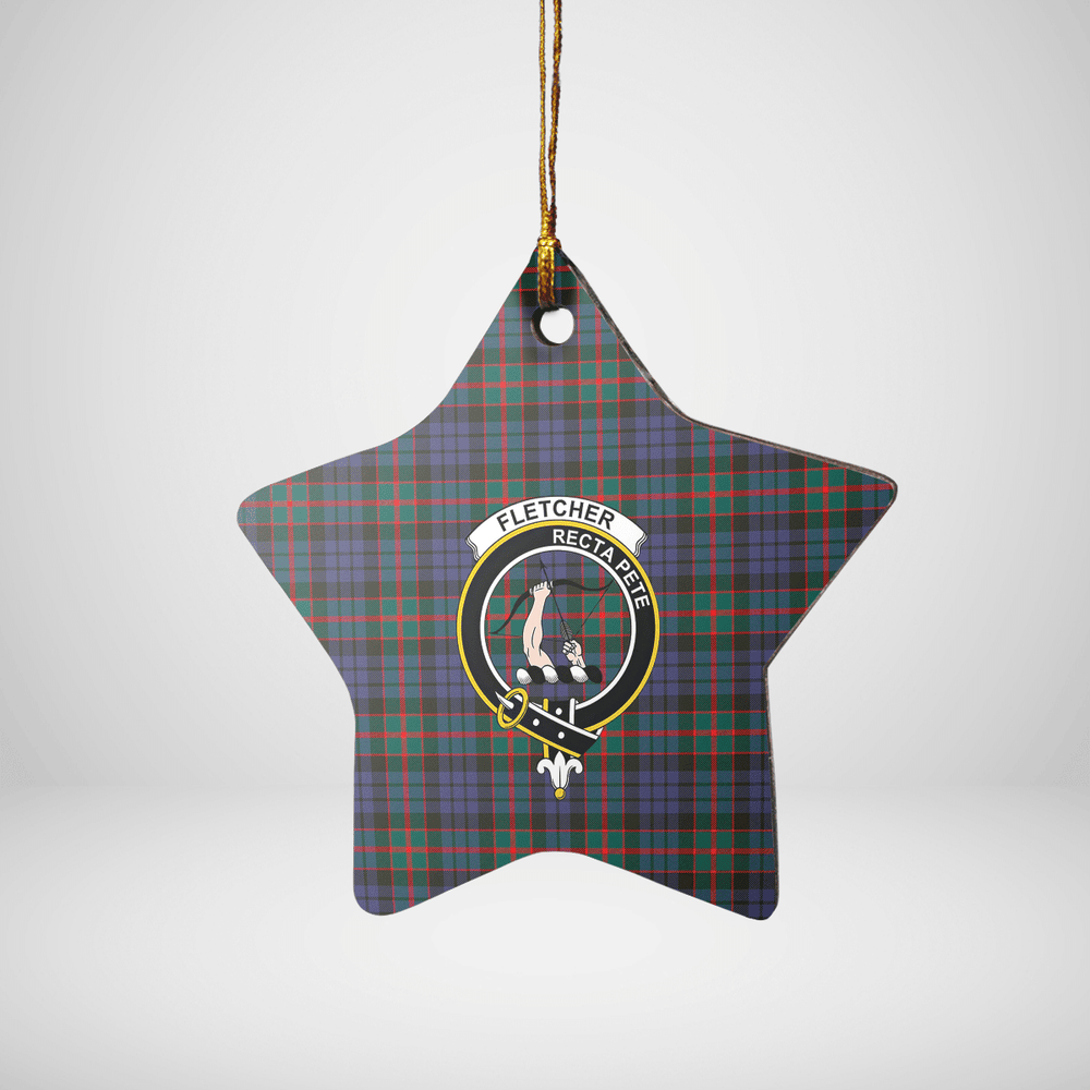 Clan Fletcher of Dunans Tartan Crest Star Ceramic Ornament UV57 Fletcher of Dunans Tartan Tartan Christmas