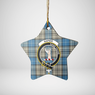 Clan Napier Ancient Tartan Crest Star Ceramic Ornament