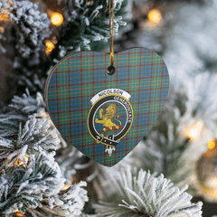 Clan Nicolson Hunting Ancient Tartan Crest Heart Ceramic Ornament IW89 Nicolson Hunting Ancient Tartan Tartan Christmas