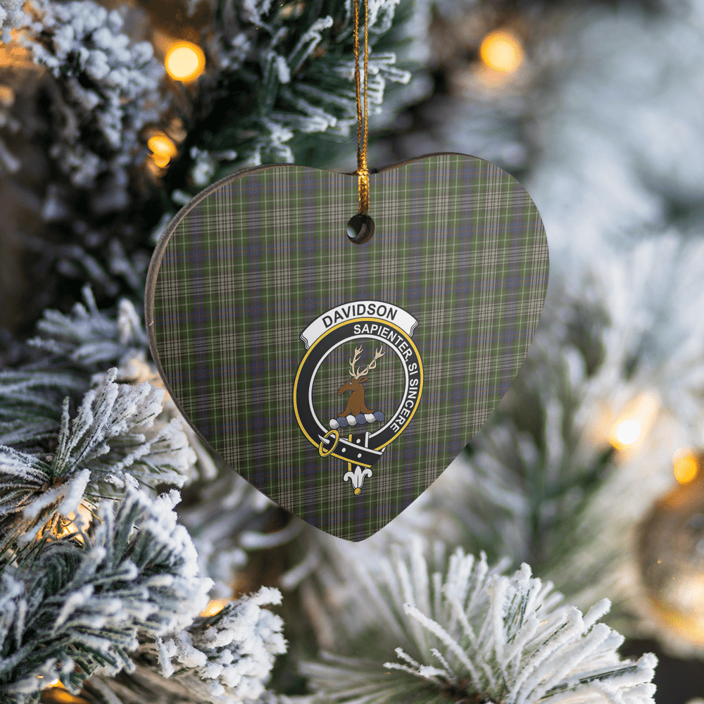 Clan Davidson Tulloch Dress Tartan Crest Heart Ceramic Ornament BE14 Davidson Tulloch Dress Tartan Tartan Christmas