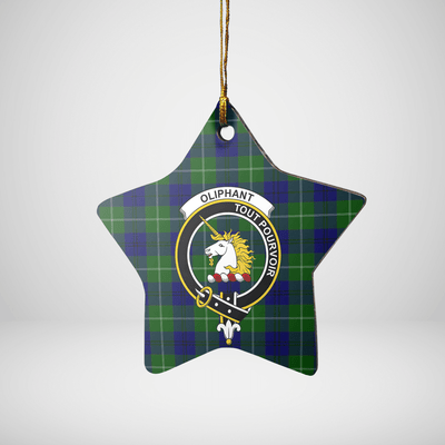 Clan Oliphant Modern Tartan Crest Star Ceramic Ornament