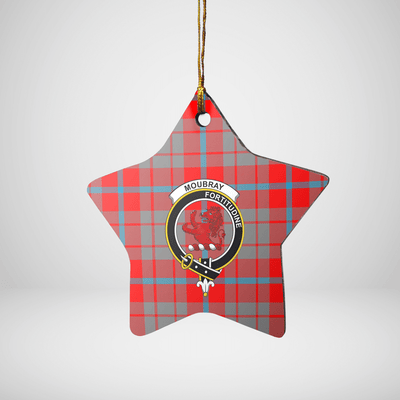 Clan Moubray Tartan Crest Star Ceramic Ornament