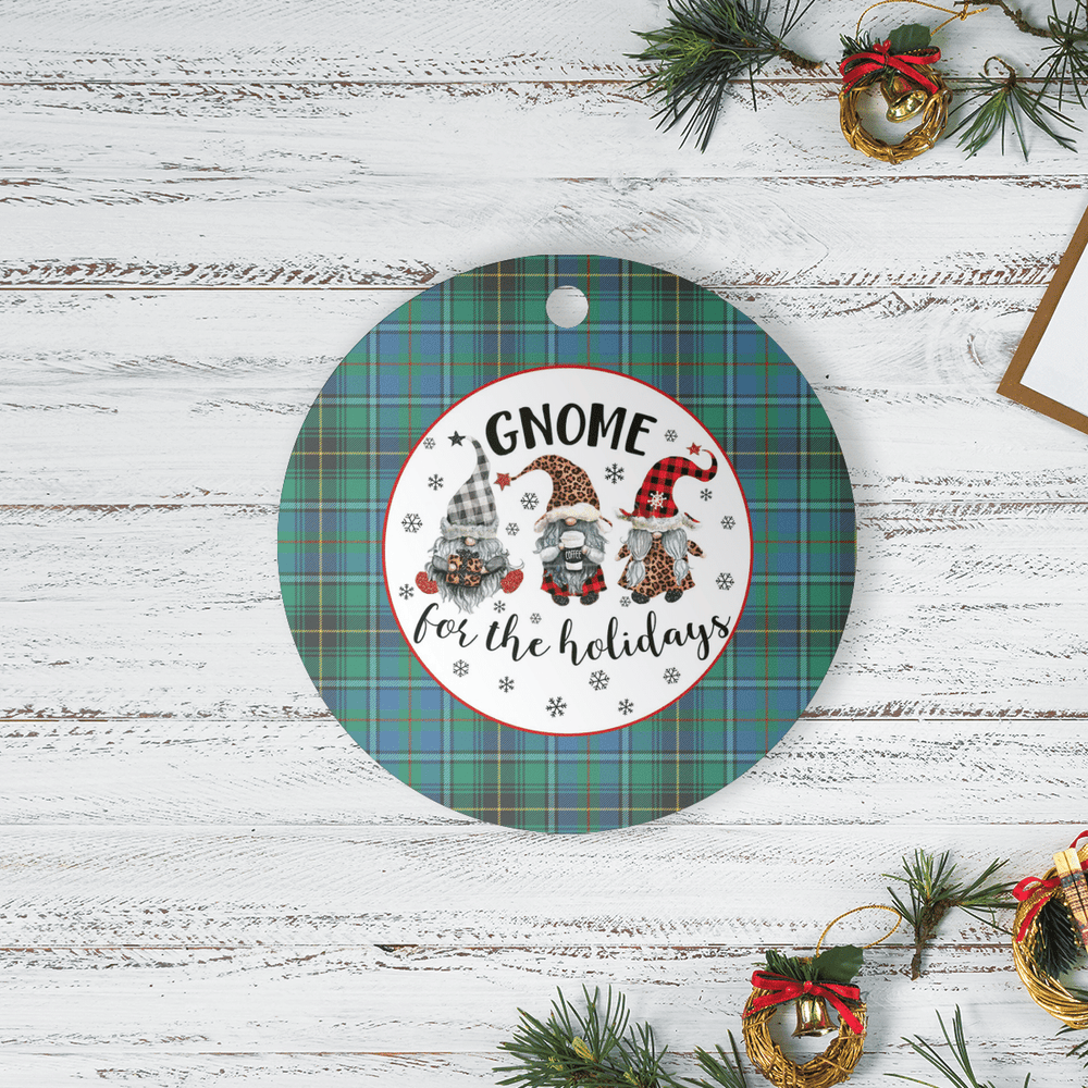 Clan MacInnes Ancient Tartan Tartan Crest Gnome Round Ceramic Ornament TB48 MacInnes Ancient Tartan Tartan Christmas