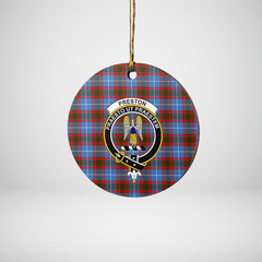 Clan Preston (Edinburgh) Tartan Crest Round Ceramic Ornament BV38 Preston (Edinburgh) Tartan Tartan Christmas