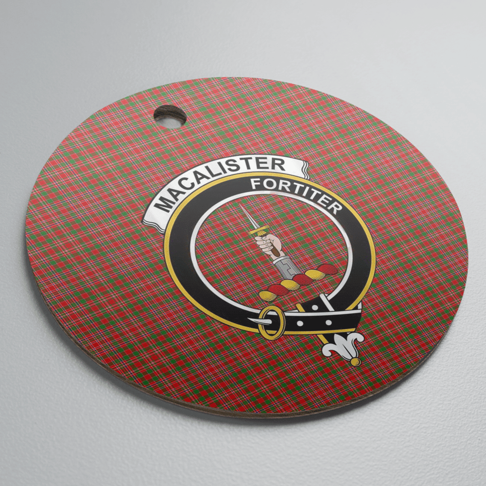 Clan MacAlister Tartan Crest Round Ceramic Ornament KA64 MacAlister Tartan Tartan Christmas