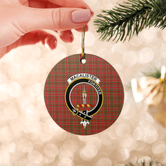 Clan MacAlister Tartan Crest Round Ceramic Ornament KA64 MacAlister Tartan Tartan Christmas