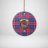 Clan Graham of Menteith Red Tartan Crest Round Ceramic Ornament XL40 Graham of Menteith Red Tartan Tartan Christmas