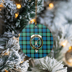 Clan Gunn Ancient Tartan Crest Round Ceramic Ornament WT85 Gunn Ancient Tartan Tartan Christmas