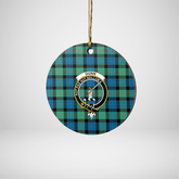 Clan Gunn Ancient Tartan Crest Round Ceramic Ornament WT85 Gunn Ancient Tartan Tartan Christmas