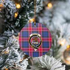 Clan Graham of Menteith Red Tartan Crest Round Ceramic Ornament XL40 Graham of Menteith Red Tartan Tartan Christmas