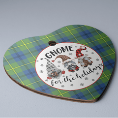 Clan Johnston Ancient Tartan Tartan Crest Gnome Heart Ceramic Ornament QW15 Johnston Ancient Tartan Tartan Christmas