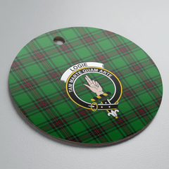 Clan Logie Tartan Crest Round Ceramic Ornament JH77 Logie Tartan Tartan Christmas