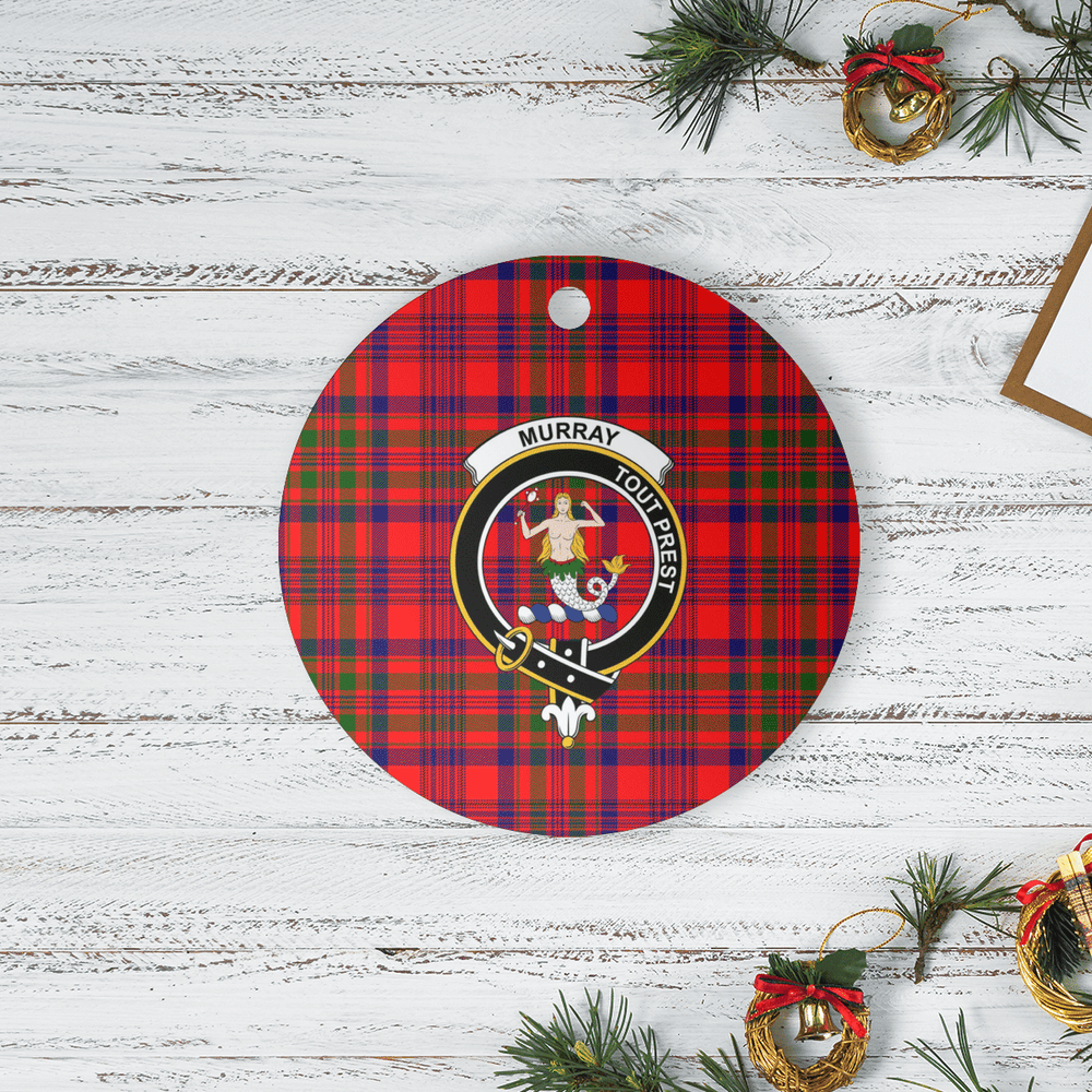 Clan Murray of Tulloch Modern Tartan Crest Round Ceramic Ornament DM70 Murray of Tulloch Modern Tartan Tartan Christmas