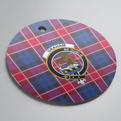 Clan Graham of Menteith Red Tartan Crest Round Ceramic Ornament XL40 Graham of Menteith Red Tartan Tartan Christmas