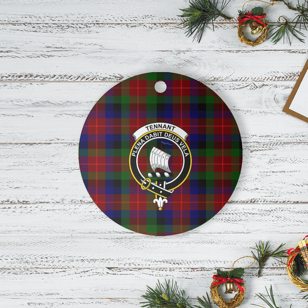 Clan Tennant Tartan Crest Round Ceramic Ornament XA89 Tennant Tartan Tartan Christmas
