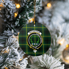 Clan MacArthur Modern Tartan Crest Round Ceramic Ornament HY50 MacArthur Modern Tartan Tartan Christmas