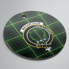 Clan MacArthur Modern Tartan Crest Round Ceramic Ornament HY50 MacArthur Modern Tartan Tartan Christmas