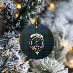 Clan Davidson Modern Tartan Crest Round Ceramic Ornament XH39 Davidson Modern Tartan Tartan Christmas