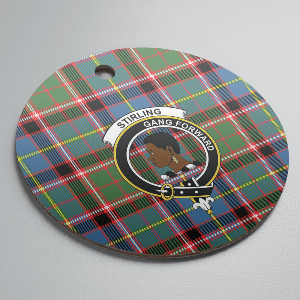 Clan Stirling (of Keir) Tartan Crest Round Ceramic Ornament WW82 Stirling (of Keir) Tartan Tartan Christmas
