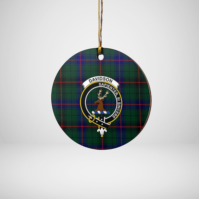 Clan Davidson Modern Tartan Crest Round Ceramic Ornament