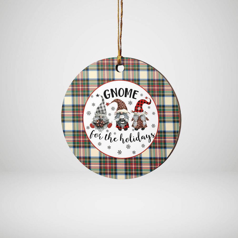 Clan Stewart Dress Ancient Tartan Tartan Crest Gnome Round Ceramic Ornament SK30 Stewart Dress Ancient Tartan Tartan Christmas