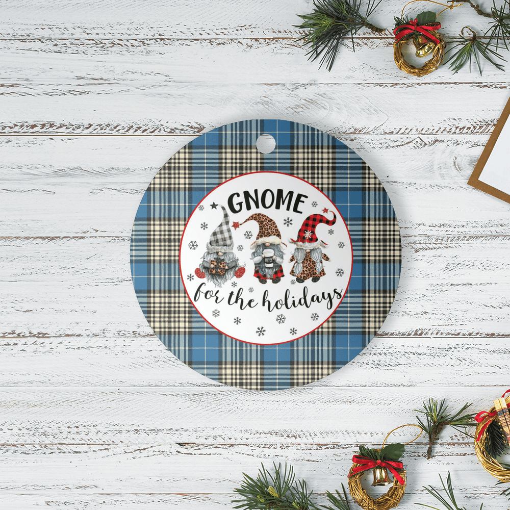 Clan Napier Ancient Tartan Tartan Crest Gnome Round Ceramic Ornament GO45 Napier Ancient Tartan Tartan Christmas