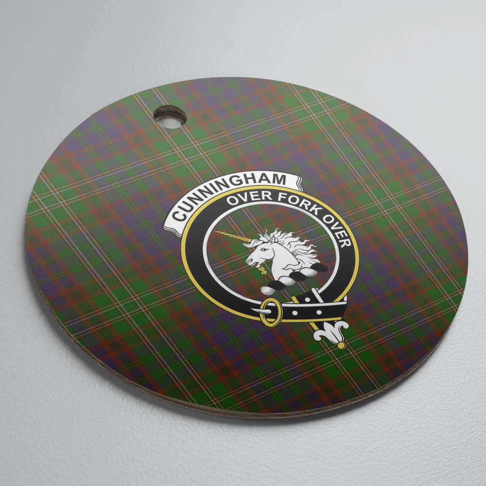 Clan Cunningham Hunting Modern Tartan Crest Round Ceramic Ornament LF84 Cunningham Hunting Modern Tartan Tartan Christmas