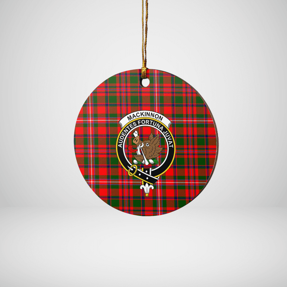 Clan MacKinnon Modern Tartan Crest Round Ceramic Ornament IP31 MacKinnon Modern Tartan Tartan Christmas