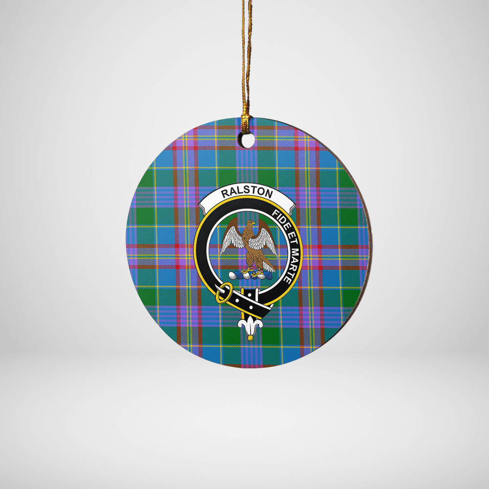 Clan Ralston Tartan Crest Round Ceramic Ornament MZ40 Ralston Tartan Tartan Christmas