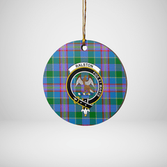 Clan Ralston Tartan Crest Round Ceramic Ornament MZ40 Ralston Tartan Tartan Christmas